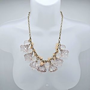 Chandelier Statement Necklace Bell Beads Peach Glass Accents Disco Ball Faceted